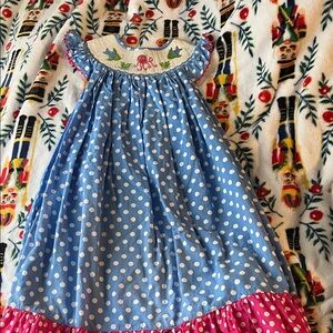 Blue Polka Dot Kids Casual Dress